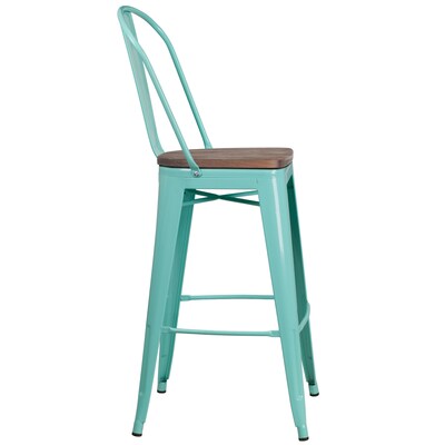 Flash Furniture Blake Contemporary Metal Vertical Back Barstool, Mint Green, 4-Pieces/Pack (4ET353430MINTW)