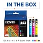 Epson T252 Cyan/Magenta/Yellow Standard Yield Ink Cartridge, 3/Pack