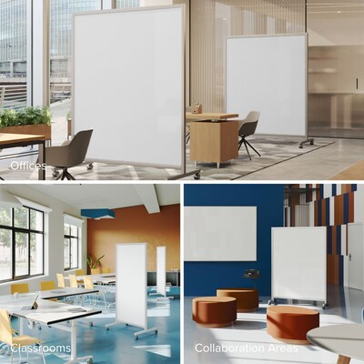 Ghent EZ Magnetic Porcelain Mobile Dry-Erase Whiteboard, Aluminum Frame, 75"H x 62"W (EZ6MA7562)