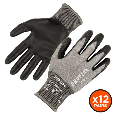 Ergodyne ProFlex 7072 Nitrile Coated Cut-Resistant Gloves, ANSI A7, Gray, XL, 12 Pair (10305)