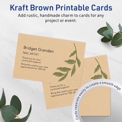 Avery Integrated Cards, 5 x 7, Matte Kraft Brown, 20/Pack (95348)