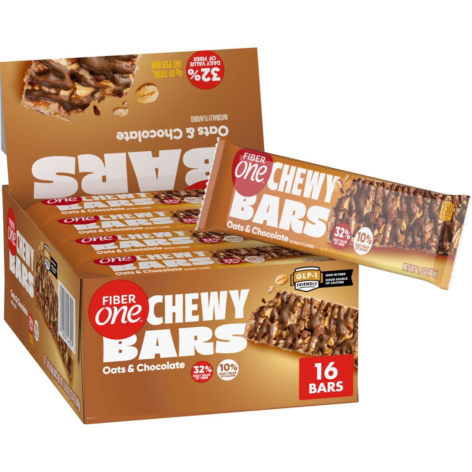 Fiber One Chewy Oats & Chocolate Granola Bar, 1.4 oz., 16 Bars/Box (GEM14562)