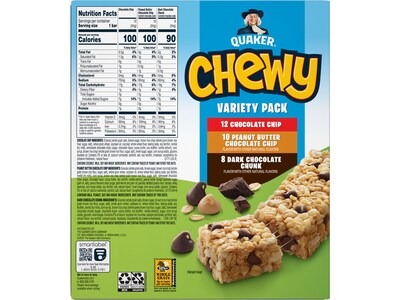 Quaker Chewy Granola Bars Variety Pack, 25.3 oz., 30 Bars/Box (57341)
