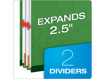 Pendaflex Pressboard Classification Folder, 2-Dividers, 2 1/2" Expansion, Letter Size, Dark Green, 10/Box (24133P)