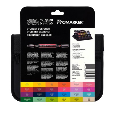 Winsor & Newton Promarker Dual-Tip Student Designer Marker, Strong Colors, 24/Pack (WNX0290030)