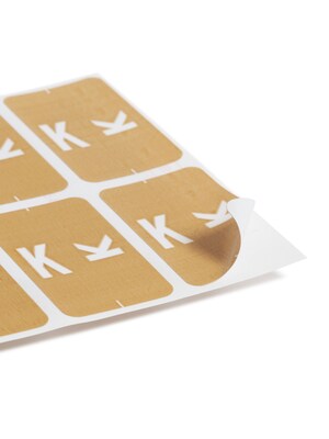 Smead AlphaZ ACCS Color-Coded Alphabetic Labels, K, Light Brown, 100/Pack (67181)