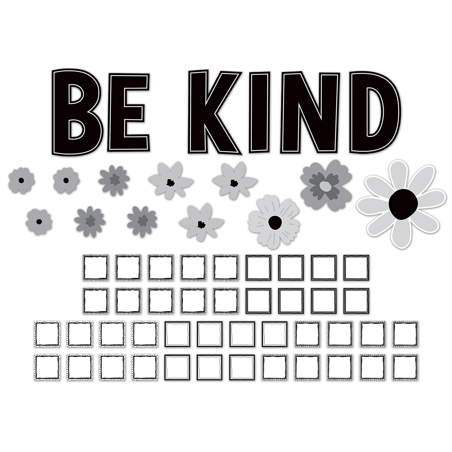 Teacher Created Resources Black and White Floral Be Kind Bulletin Board Set, 60/Set (TCR6801)