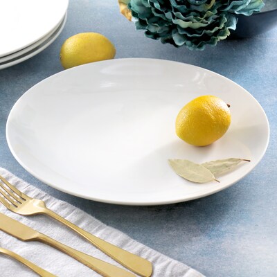 Elama Porcelain Dinner Plate Set, White, 12 Piece (935121727M)