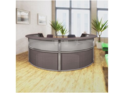 Regency Marque 142"W Curved Reception Desk Workstation, Driftwood Gray (77314GY)