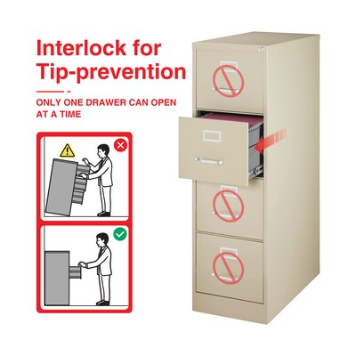 Quill Brand® Commercial 4 File Drawer Vertical File Cabinet, Locking, Putty/Beige, Letter, 26.5D (13443D)