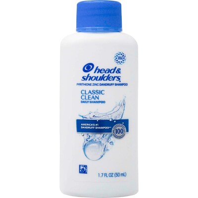 Head & Shoulders Classic Clean Shampoo, 1.7 oz Trial Size Bottle, 18 Bottles/Dispensit Box, 12 Dispe