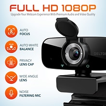 Delton C24 HD 1080p Webcam, 2 Megapixels, Black (DCAM24BK)