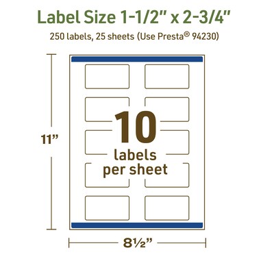 Avery Dissolvable Rectangle Multipurpose Labels, 1.5" x 2.75", Off-white, 250/Pack (94230)
