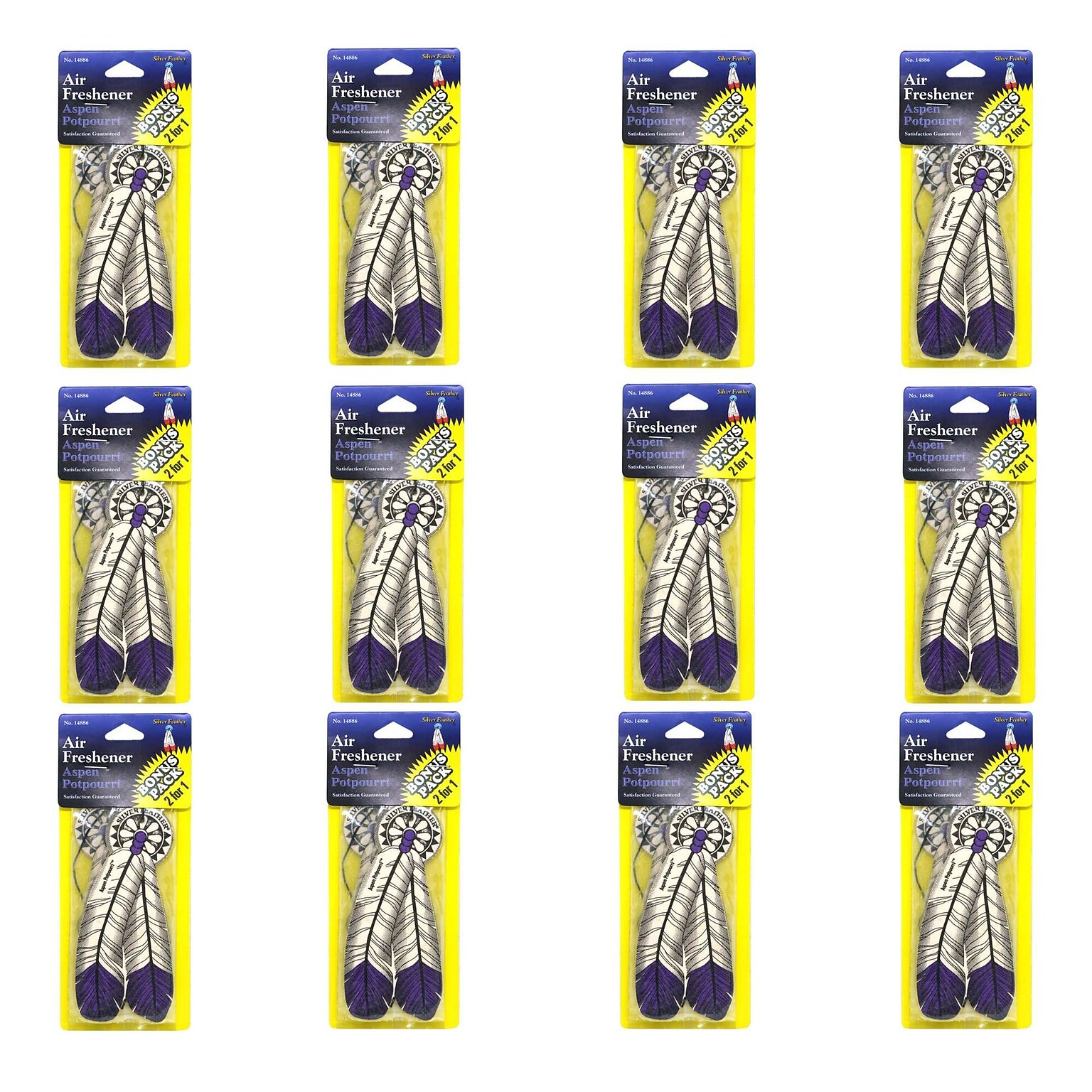 Silver Feather Potpourri Scented Air Freshener, Blue, 2 Fresheners/Pack, 12 Packs/Box, 12 Boxes/Carton (14886)