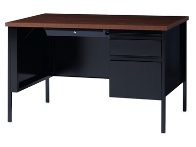 Hirsh 48"W Single-Pedestal Desk, Black/Walnut (20092)