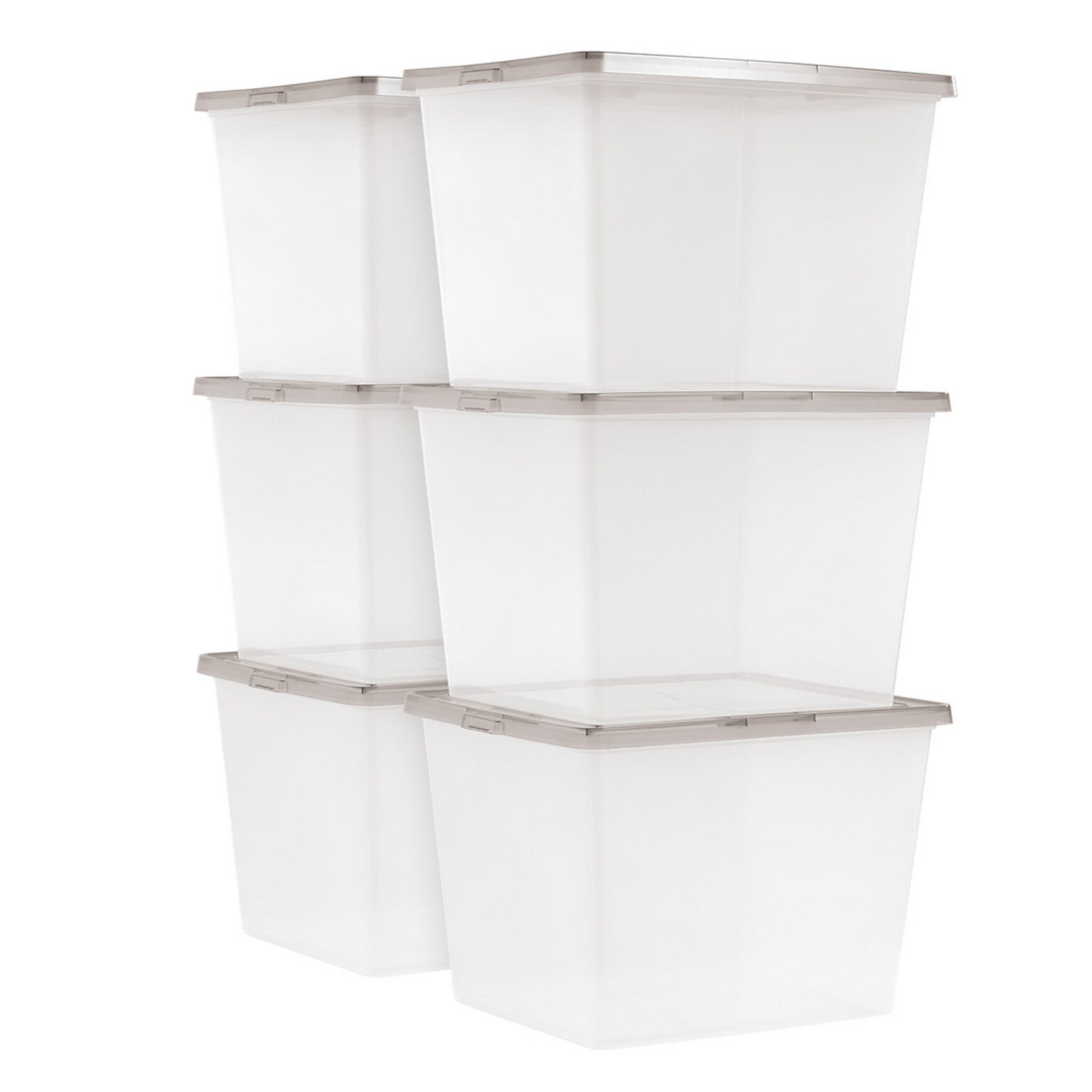 Iris 36 Quart Snap Top Plastic Snap Closure Storage Bin, Clear, 6/Pack (585105)