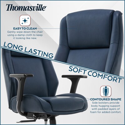 Thomasville Furniture Darius Ergonomic Bonded Leather Swivel Executive Chair, Navy (51490-NVY)