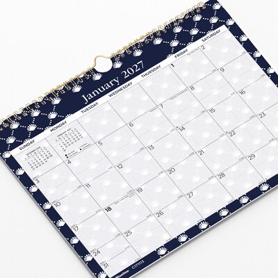 2027 Blueline Nautical 15" x 12" Monthly Wall Calendar, White/Navy (C171113-27)