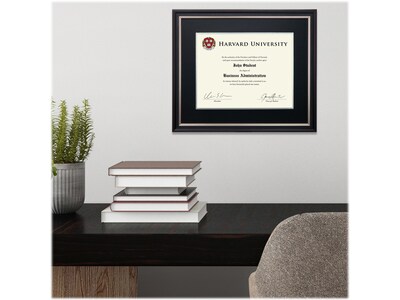 Excello Global Products 11" x 14" Composite Wood Photo/Document Frame, Black/Silver/Red (EGP-HD-0383A)