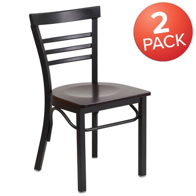 Flash Furniture HERCULES Series Traditional Metal/Wood Restaurant Dining Chair, Black/Walnut Wood, 2/Pack (2XUDG6Q6B1LADWW)