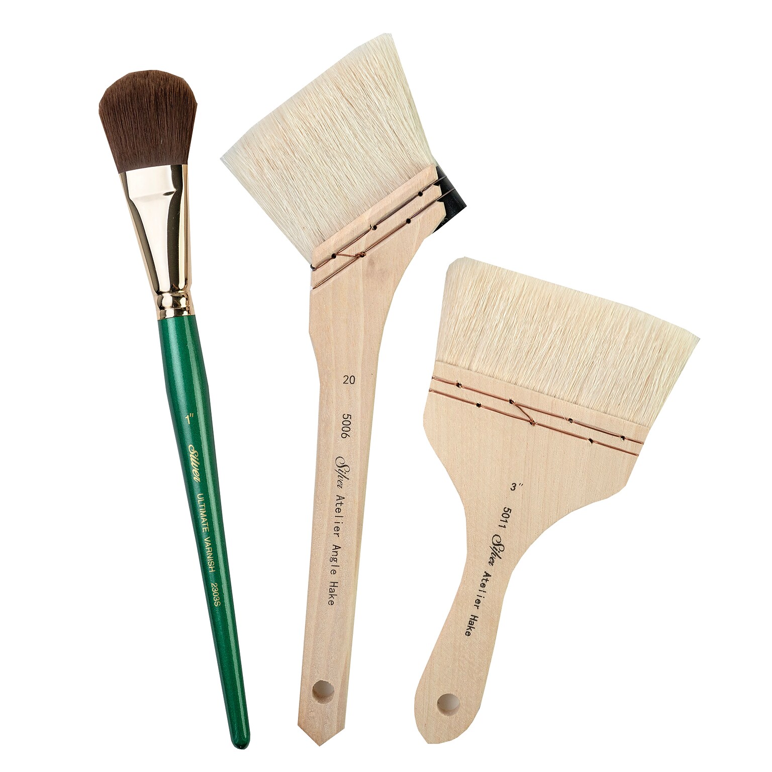 Silver Brush Goat Hair Silver Varnish/Hake Brushes, 3/Pack (SLVHK5052)