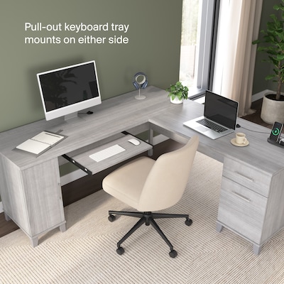 Bush Home Somerset 72"W L Shaped Office Desk with Storage, Platinum Gray (WC81210K)