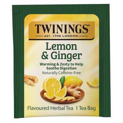 Twinings Lemon and Ginger Herbal Tea Bags, 50/Box (F14990)