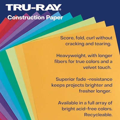 Tru-Ray 12" x 18" Construction Paper, Black, 50 Sheets/Pack, 5 Packs/Bundle (PAC103061-5)