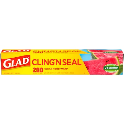 Glad ClingN Seal Plastic Food Wrap, 200 Sq. Ft. Roll, 12/Carton (00020)