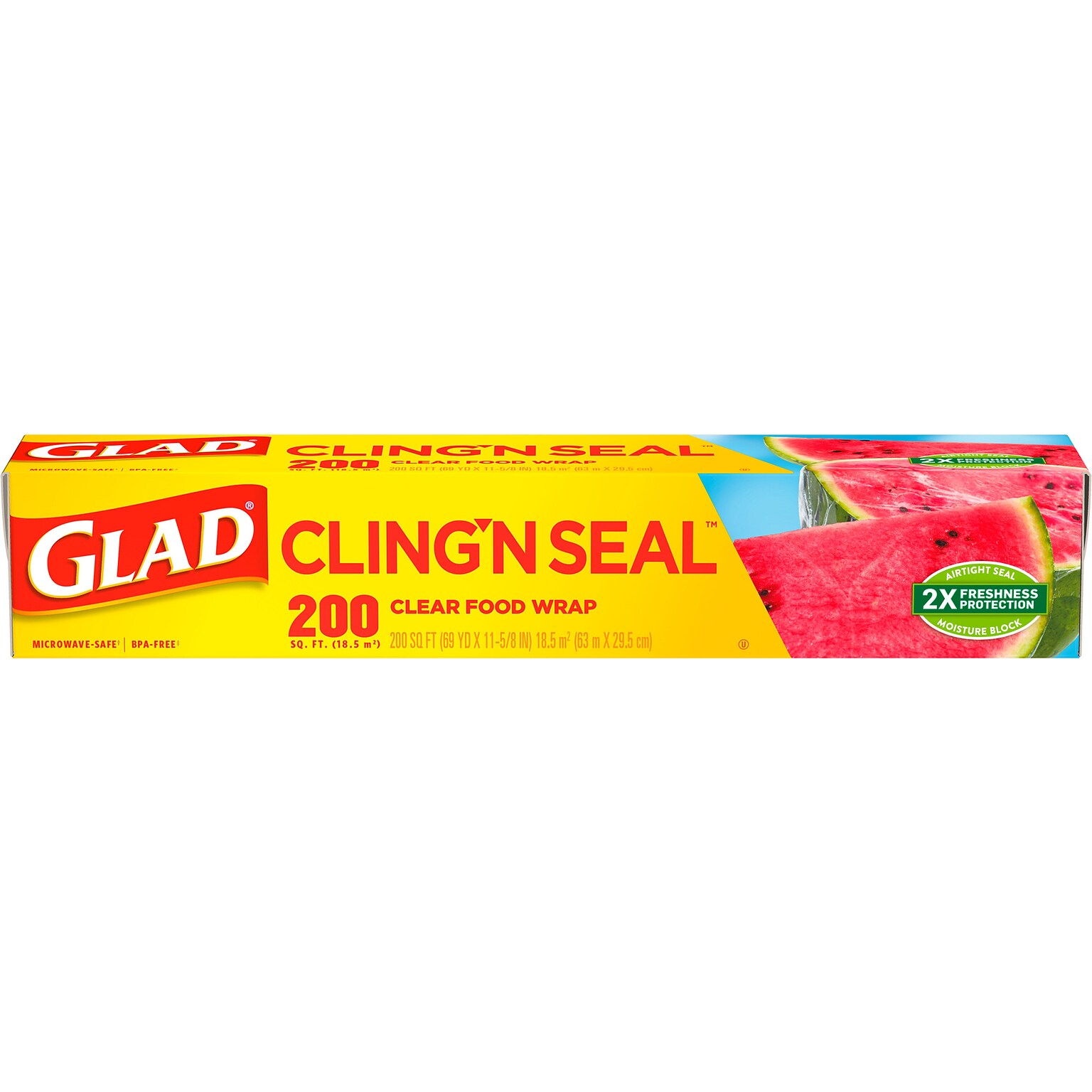 Glad ClingN Seal Plastic Food Wrap, 200 Sq. Ft. Roll, 12/Carton (00020)