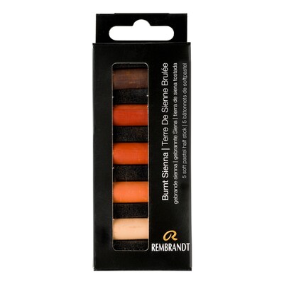 Rembrandt Soft Pastels Micro Sets, Burnt Sienna, 5/Set, 3 Sets/Bundle (RBX31820512-3)