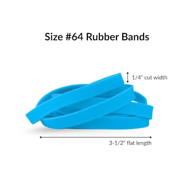 Alliance Non-Latex Multi-Purpose #64 Rubber Bands, 3-1/2" x 1/4", Cyan Blue, 95/Pack (42649)