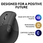 Logitech Lift Left Wireless Left-Handed Optical USB Mouse, Graphite (910-006467)