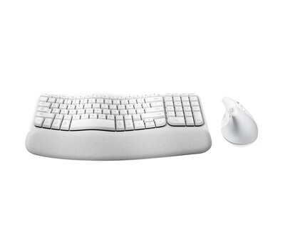 Logitech Wave Keys Wireless Ergonomic Keyboard and Optical Mouse Combo, Off-White (920-013611)