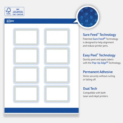 Avery Laser/Inkjet Rectangle Multipurpose Labels, 2" x 3", White, 80/Pack (S00DMB)