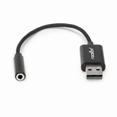 Rocstor USB Type-A to 3.5mm Audio Adapter, Male, Black (Y10A346-B1)