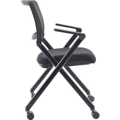 Lorell Mobile Mesh Back Nesting Chairs, Black, 2/Carton (LLR41845)