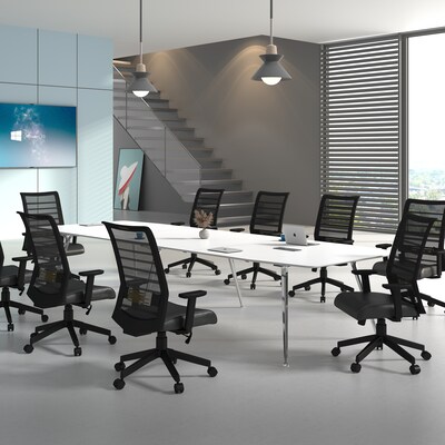 Boss Office Products Ergonomic Mesh/Vinyl Swivel Task Chair, Black (B6566AM-BK)