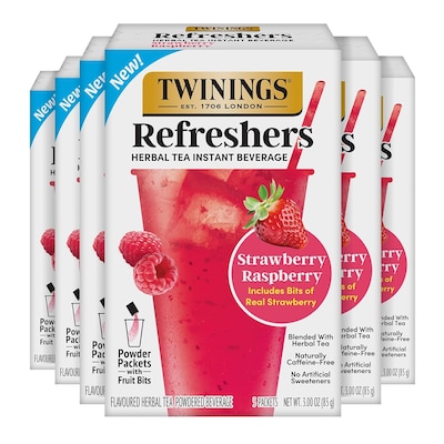 Twinings Strawberry Raspberry Refresher Powder Drink Mix, 5 Packets/Box, 6/Boxes (TNA56046)