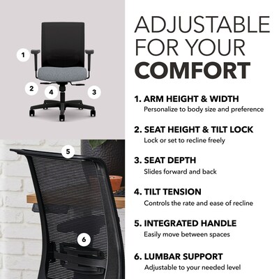 HON Convergence Fabric/Mesh Task Chair, Gray Pattern (HONCMY1AAPX25)