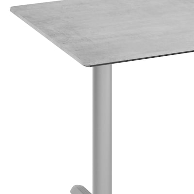 Flash Furniture Acadia Wooden Dining Table with T-Bases, 30"D x 48"W, Gray Faux Concrete/Silver Base (ST3048CGT0522S)
