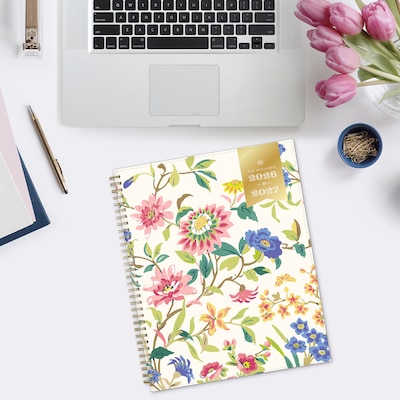 2026-2027 Blue Sky Day Designer Floral Cream 8" x 11" Academic Year Weekly & Monthly Planner, Plastic Cover (161592)