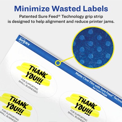 Avery Laser/Inkjet Oval Multipurpose Labels, 1-1/2" x 2-1/2", Clear, 180/Pack (94051)