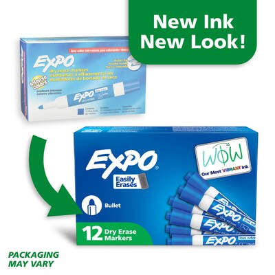Expo Dry Erase Markers, Bullet Tip, Blue, 12/Pack (82003)