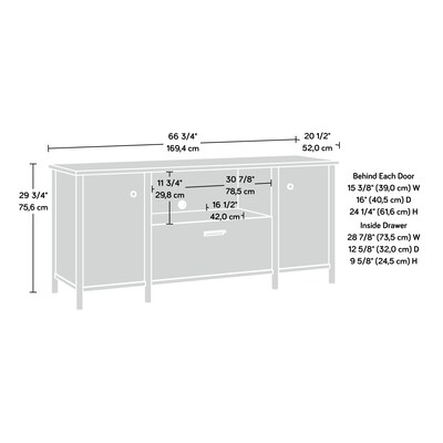 Sauder Whitaker Point 30"H Storage Credenza with 3 Shelves, Natural Maple (429375)