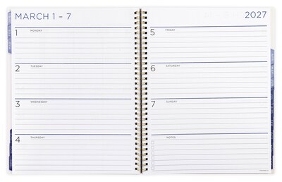2026-2027 Overland Travelware 0.75" x 9.25" Calendar Year Weekly & Monthly Planner, Paperboard Cover, Black Floral (90688)