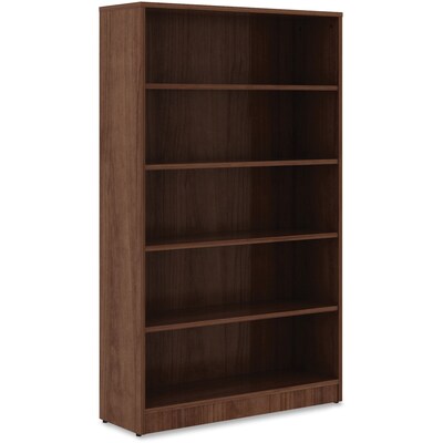 Lorell 60" 5-Shelf Bookcase with Adjustable-Shelves, Walnut Laminate (LLR99789)