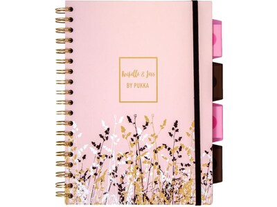 Pukka Pad Rochelle & Jess 5-Subject Notebooks, 6.9" x 9.8", Ruled, 100 Sheets, Assorted Colors, 3/Pack (9447-ROC)