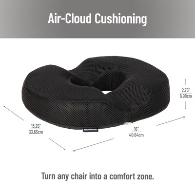 Mind Reader Donut Pillow Seat Cushion with Air-Cloud Technology, Black (DOSEAT-BLK)
