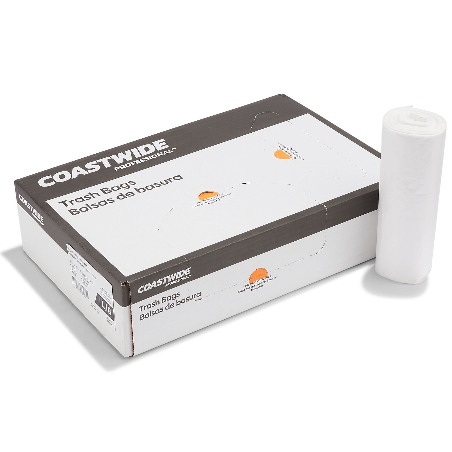 Coastwide Professional™ 55-60 Gallon Trash Bag, 38 x 60, High Density, 14 mic, Natural, 200 Bags/Box (CW18201)